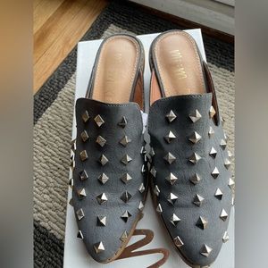 Women’s MIIM Leather Gray Studded Mules